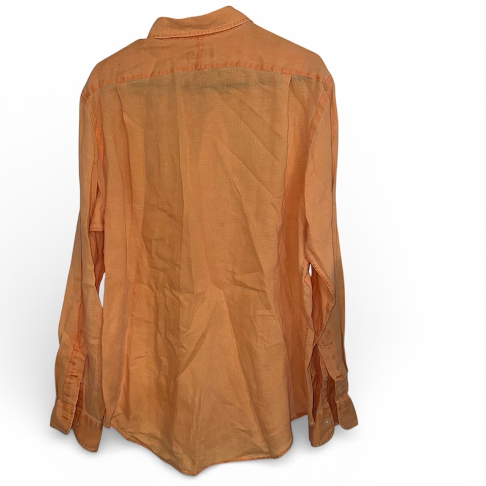 Polo Ralph Lauren unisex Large Peach Linen Button Down Long Sleeve Shirt - Picture 6 of 7